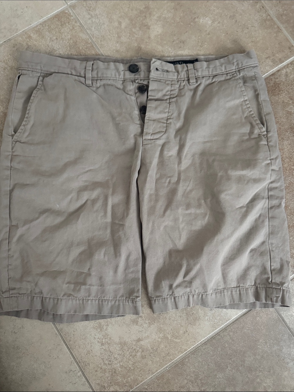 All Saints Men's Light Khaki Flat-Front Shorts